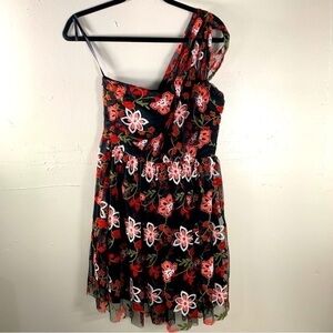 BCBGeneration Floral lace dress mini black pink red  embroidered coquette girl